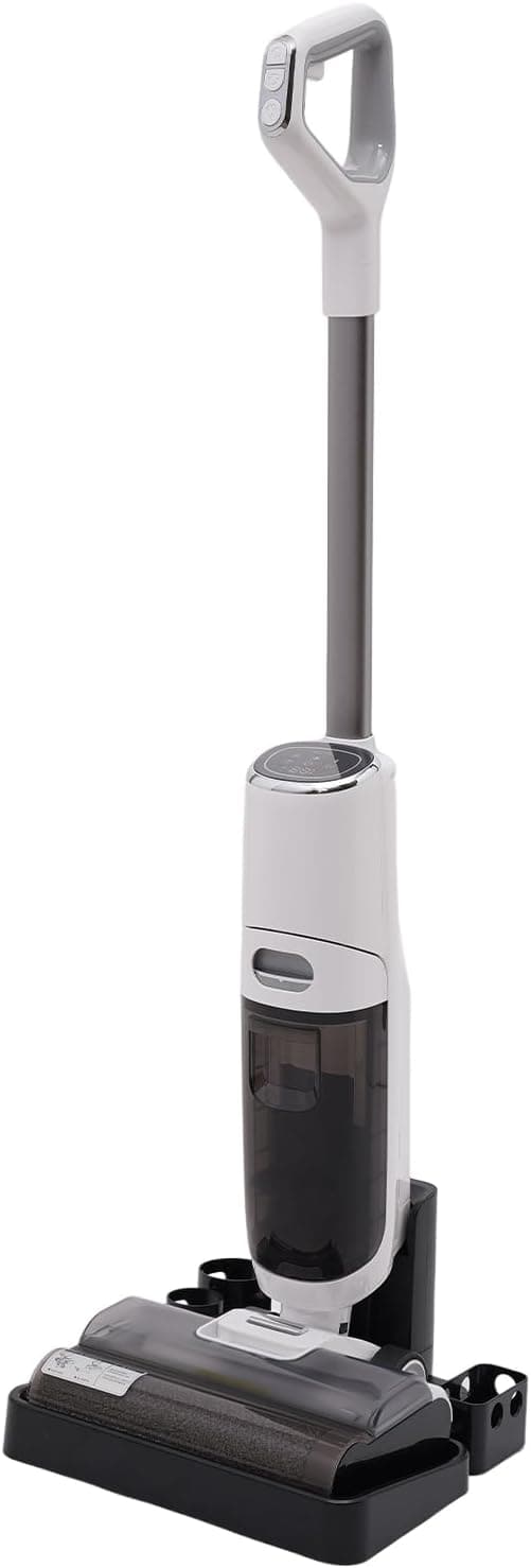 Smart Cordless Wet Dry Vacuum Cleaner and Mop for Hardwood Floor, Digital Display, Long Run Time, Great for Sticky Messes and Pet Hair, Space-Saving Design 250W