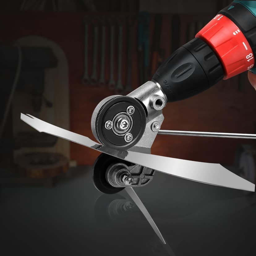 Upgraded Electric Drill Plate Cutter - Efficiently shears flat sheet metal, Metal Cutting Attachment with Adapter - Cuts 20-30GA sizes of Iron, Steel, Tin, Aluminum, and cardboard up to 3MM