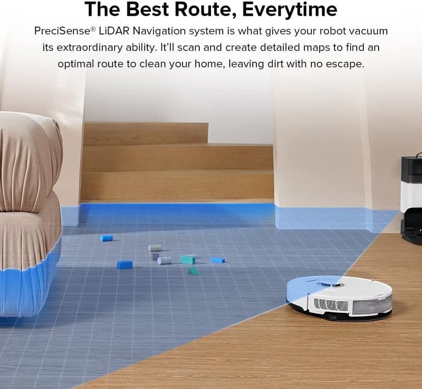roborock S8+ Robot Vacuum, Sonic Mop with Self-Empty Dock, Stores up to 60-Days of Dust, Auto Lifting Mop, Ultrasonic Carpet Detection, 6000Pa Suction, White