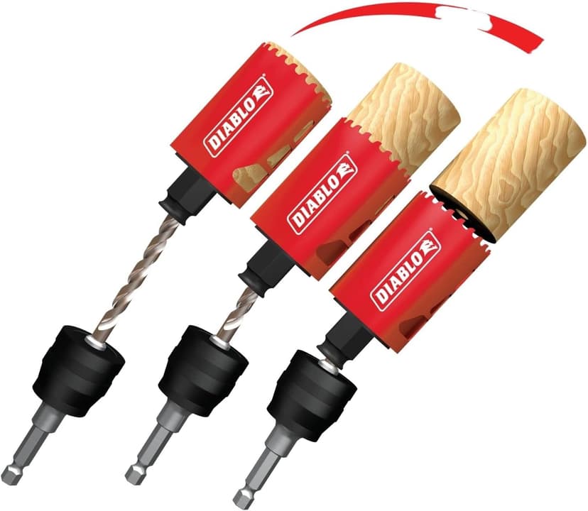 Diablo Carbide Teeth Hole Saw Set for Plumbers - 8 Hole Saws, 1 Mandril, 2 Pilot Bits, 2 Adaptor Nuts with SnapLock Plus Mandrel System - 13-Piece Set - DHS13SPLCT