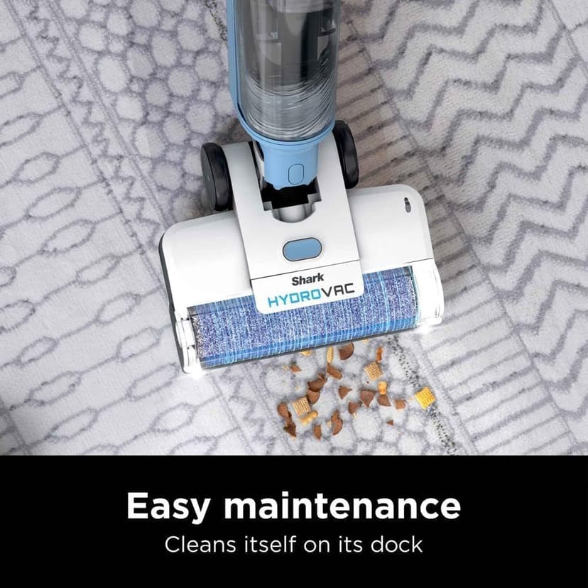 Shark WD201 HydroVac Cordless Pro XL 3-in-1 Vacuum, Mop & Self-Cleaning System with Brushroll for Multi-Surface, Hardwood, Tile, Marble & Area Rugs, Pure Water (Renewed), .38 Qt. Capacity, Blue