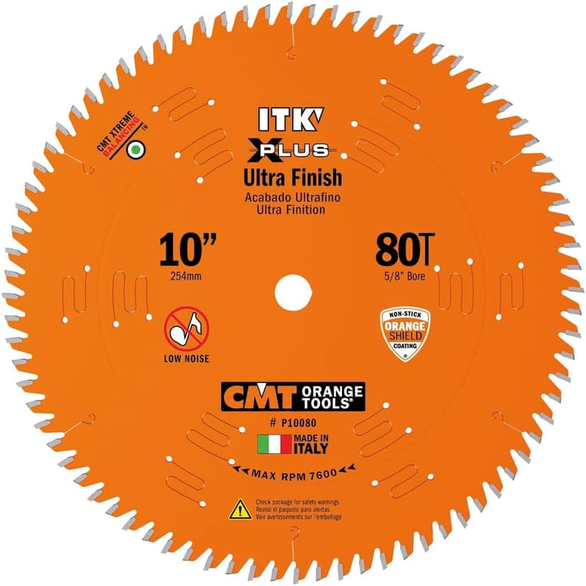 CMT P10080 5/8" Bore ITK Melamine & Ultra Finish Saw Blade, 10" x 80 Teeth