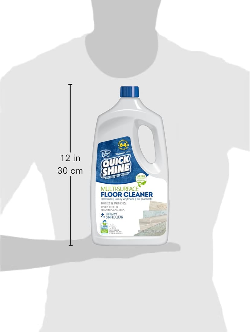 Quick Shine Multi Surface Floor Cleaner 64oz, 2Pk | Ready to Use-Streak Free- No Rinse | Use on Hardwood, Laminate, Luxury Vinyl Plank & Stone | Use in Spray Mops & Vac Mops | Safer Choice Cleaner
