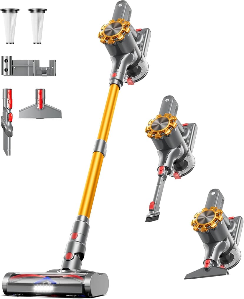 Cordless Vacuum Cleaner, 500W/45Kpa Vacuum Cleaners for Home with LED Display, 8 in 1 Lightweight Stick Vacuum with 50Min Runtime, Anti-tangle, Wall Mount Charging for HardFloor/Carpet/Pet Hair