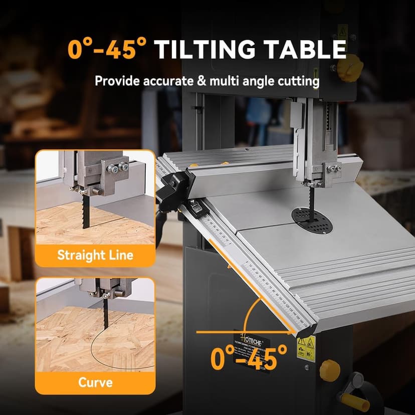 Hoteche 12-Inch Band Saw 7-Amp Two-Speed Benchtop with Stand for Woodworking and Metal Cutting, 1HP