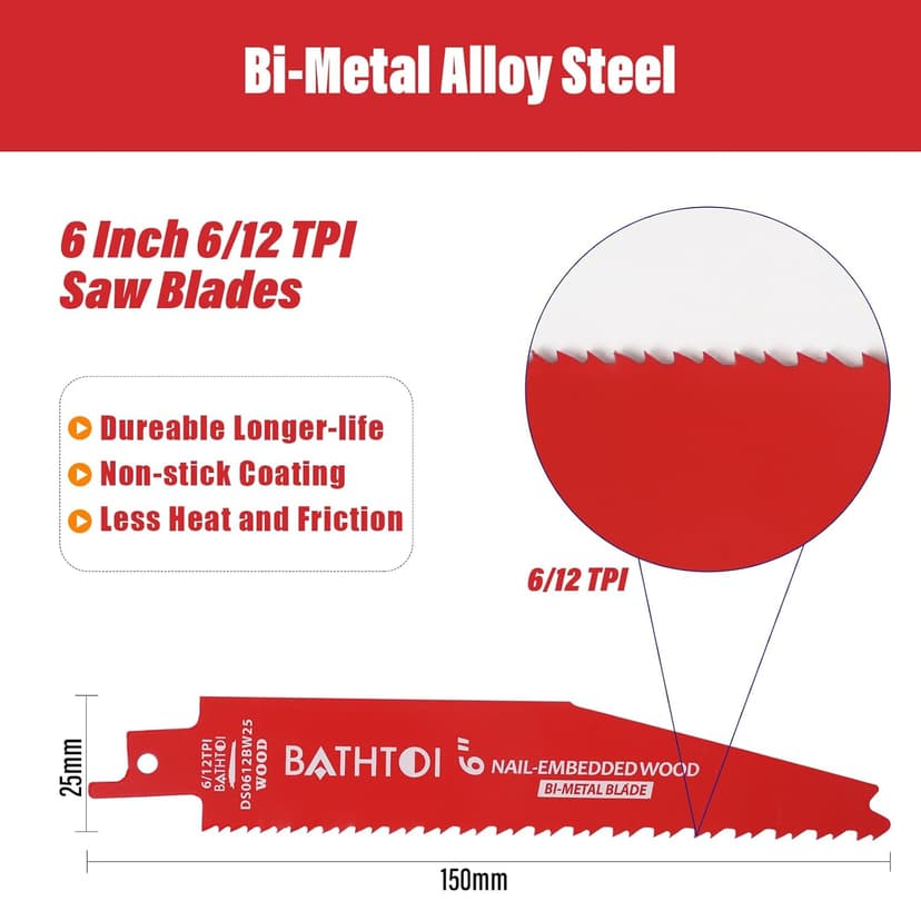 25 Pack 9 Inch 14/18 Tpi Reciprocating Saw Blades for Metal Cutting, Carbide Alloy Steel Sawzall Blades for Automobile Dismantling with 8% Cobalt for Longer Life and Faster Cutting Speed