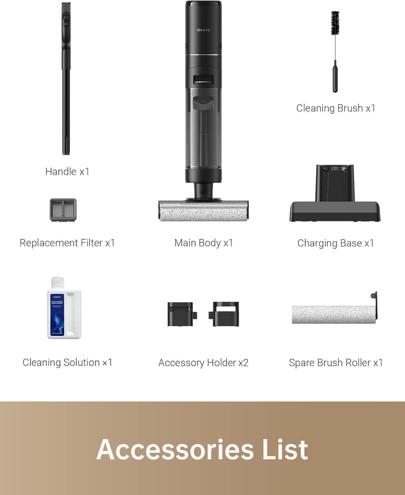 DREAME H12 PRO Wet Dry Vacuum Cleaner, Cordless Vacuum Mop All in One, Smart Floor Cleaner for Hard Floor, One-Step Edge to Edge Cleaning with Hot Air Drying