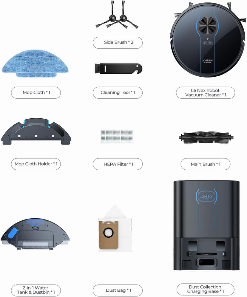 Robot Vacuum, 3 in 1 Robot Vacuum and Mop with 60 Day Self-Emptying Station, LiDAR Navigation Robot Vacuum Cleaner, WiFi/APP/Alexa, Ideal for Pet Hair, Carpet and Hard Floor