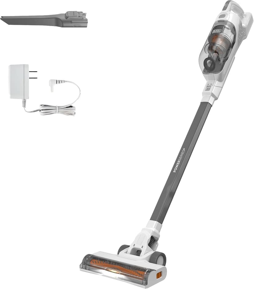 BLACK+DECKER POWERSERIES+ 20V MAX Cordless Stick Vacuum Cleaner with LED Floor Lights, Lightweight, Multi-Surface (BHFEA520J) , Gray