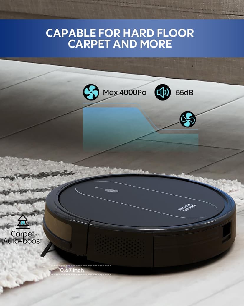 3-in-1 Robot Vacuum and Mop 4000Pa Strong Suction Robot Vacuum Cleaner & Smart Navigation & Alexa/APP Control & Central Brush & Auto Recharge, Vacuum Robot for Pet Hair, Hard Floors & Low-Pile Rugs