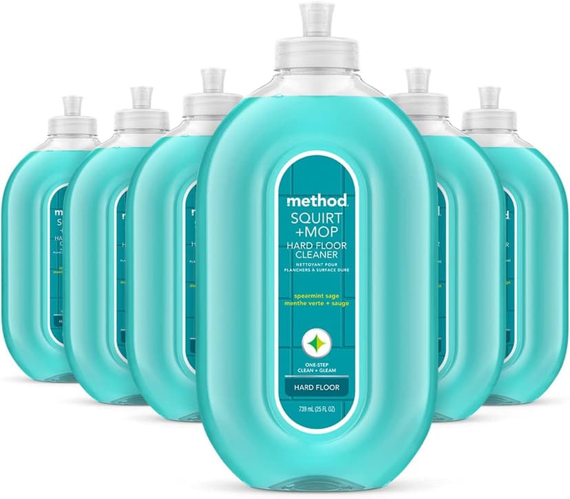 Method Hardwood Floor Cleaner Squirt + Mop Bottle, Spearmint Sage, For Sealed Hardwood and Laminate Floors, 25 Fl Oz (Pack of 6)