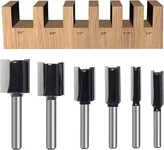 6Pcs Straight Router Bit Set 1/4 Shank, Double Flute Straight Bit Dado Straight Cut Router Bit, Cut Dia 3/4", 5/8", 1/2", 3/8", 5/16", 1/4", Straight Router Bit for Woodworking Groove by SICWOOD