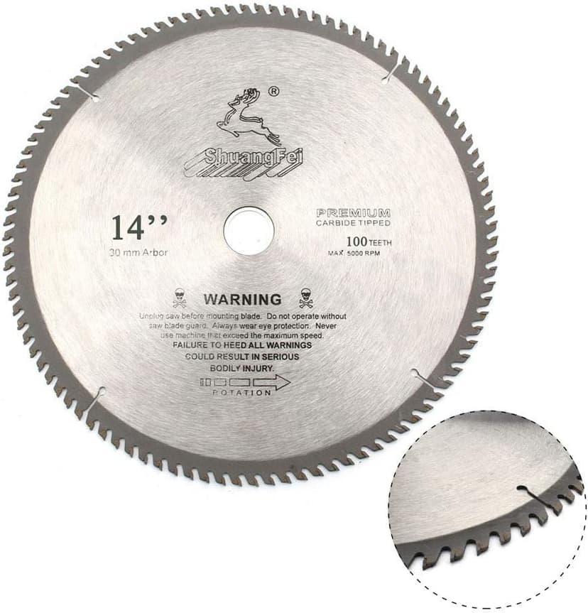 14-Inch 100T Carbide Finish Saw Blade for Cutting Hard Wood/Polywood 30mm Bore