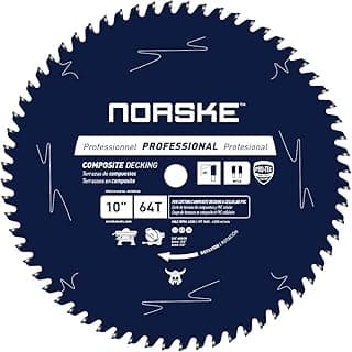 Norske Tools NCSBP228 10 inch x 64T Composite Decking (Trex) and Bamboo Decking Saw Blade with 5/8 inch Bore Japanese Steel