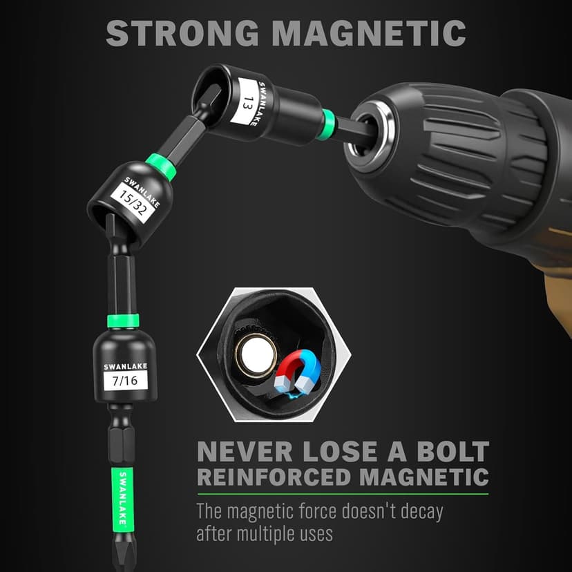 74-Piece Magnetic Nut Driver Set for Impact Drill Metric & SAE, Impact Socket Adapter, Power Bits with Magnetic Holder, Wing Nut Driver, Universal Socket, 1/4'' Quick-change Bit Extension
