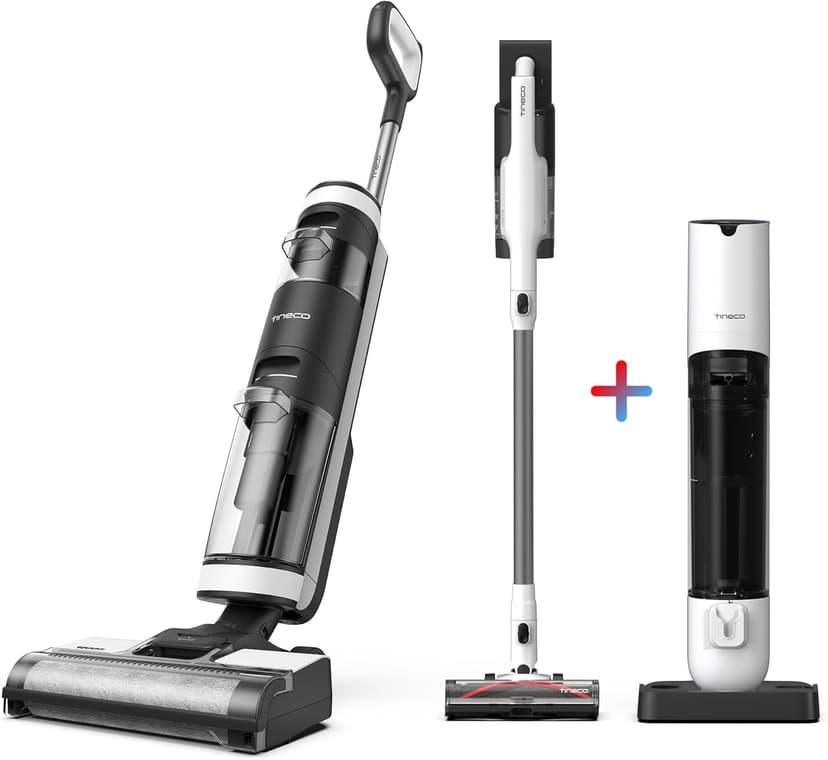 Tineco Floor ONE S3 Cordless Hardwood Floors Cleaner & ure ONE Station 5 Cordless Smart Vacuum with 2.5L Auto Dust Base, Full-Path Self-Cleaning
