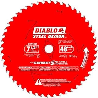 Diablo Steel Demon Cermet II Saw Blade with Triple Chip Grind and Perma-Shield Coating - Ideal for Medium Metal Cutting - 7-1/4" Diameter, 48 TCG Teeth - D0748CF