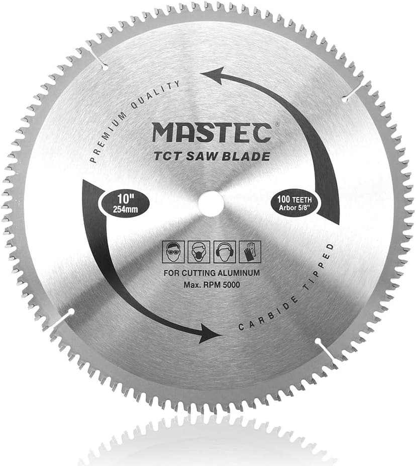10-Inch 100T Carbide Tooth TCG for Aluminum Saw Blade with 5/8-Inch Arbor