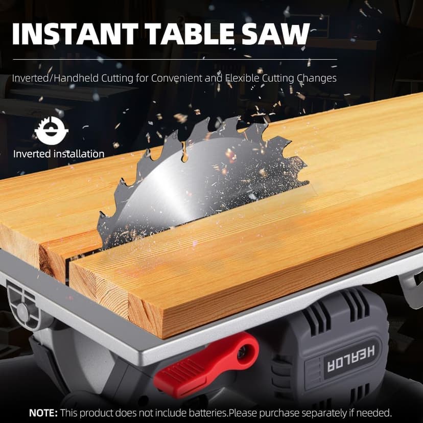 Cordless Circular Saw, Portable Table Saw Compatible with Dewalt 20V Battery, Power Mini Circular Saw with 7-1/4-Inch Blade, 5600RPM, Adjustable 0-57° Max Angle for Wood Cutting Tools (No Battery)