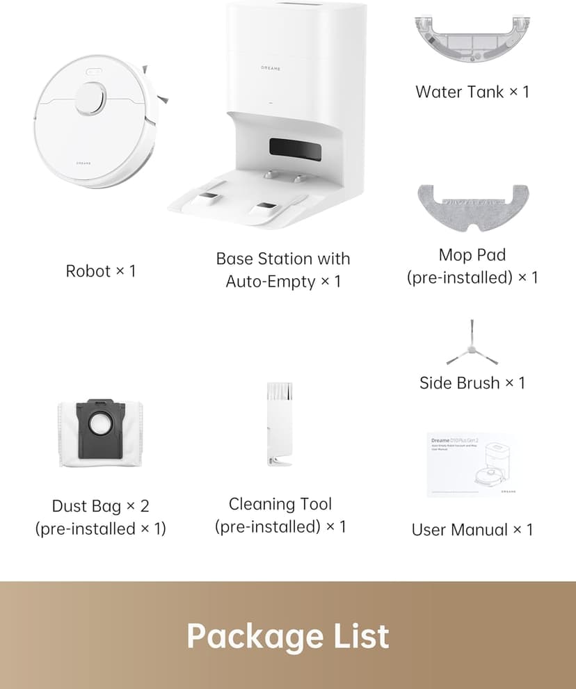 DREAME D10 Plus Gen 2 Robot Vacuum and Mop with Self-Emptying Base for 90 Days of Cleaning, 6000 Pa Suction and LiDAR Navigation, Obstacle Avoidance, Wi-Fi Connected