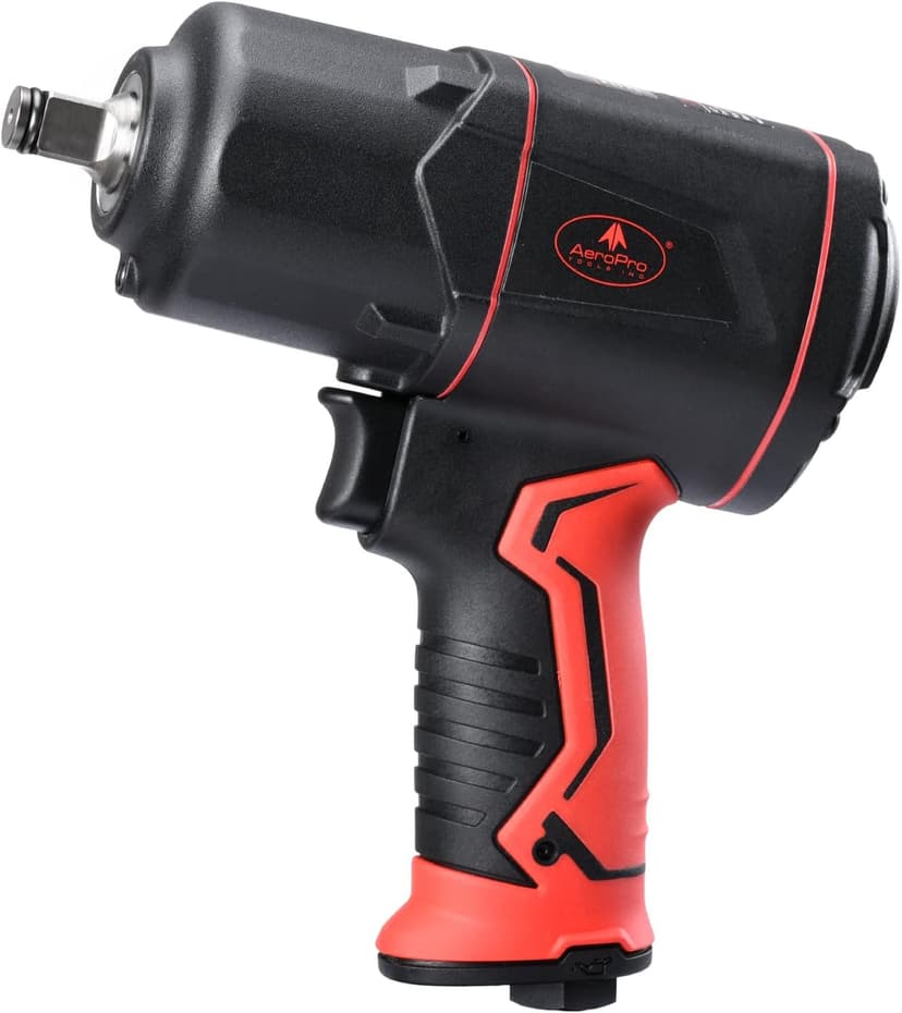 AEROPRO TOOLS 1/2-Inch Composite Air Impact Wrench(A315), Twin Hammer, 1380FT-LBS Max Loosening Torque, 8000RPM, Pneumatic Impact Gun, for Auto Repair, Tire Shop (Lightweight Housing)