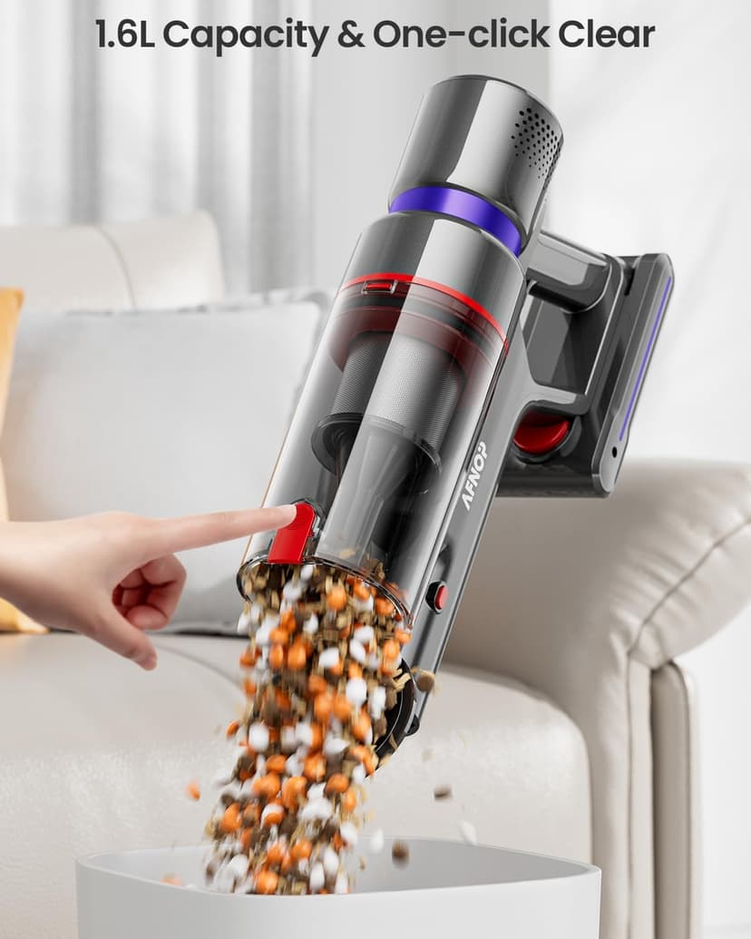 Cordless Vacuum Cleaner, 45Kpa 550W 65Mins Self-Standing Vacuum Cleaners for Home, Stick Vacuum with Touch Screen, Anti-tangle Brush, Rechargeable Vacuum Cordless for Pet Hair, Carpet, Hardwood Floor