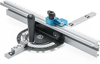 DuBois 51007 Table Saw Miter Gauge Fence System w/ 13 Precise Angle Stops & Standard 3/4”x 3/8”T-Slotted Miter Bar w/T-Slot Plate, Includes T-track Miter Fence, T-track Flip Stop, SEA/Metric Scale