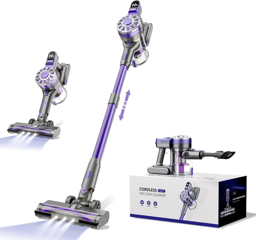 Vacuum Cleaners for Home,Cordless Vacuum Cleaner with Powerful Suction,Stick Vacuum Cleaner Rechargeable,Up to 35 Mins,Lightweight Vacuum for Pet Hair,Carpet,Floor(Purple)