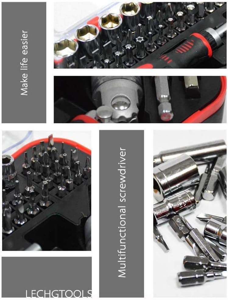 61 in 1 Ratcheting Screwdriver Set, Magnetic Screwdriver Bit Set with Rotatable Ratchet Handles, Sockets & Bits, Household Repair Tool Kits for Computers, Electronic Devices, Furniture