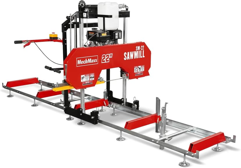 22" inch Portable Sawmill, 270cc 9HP Gasoline Engine, 20" Board Width, 13' Track Length, Model SM-22