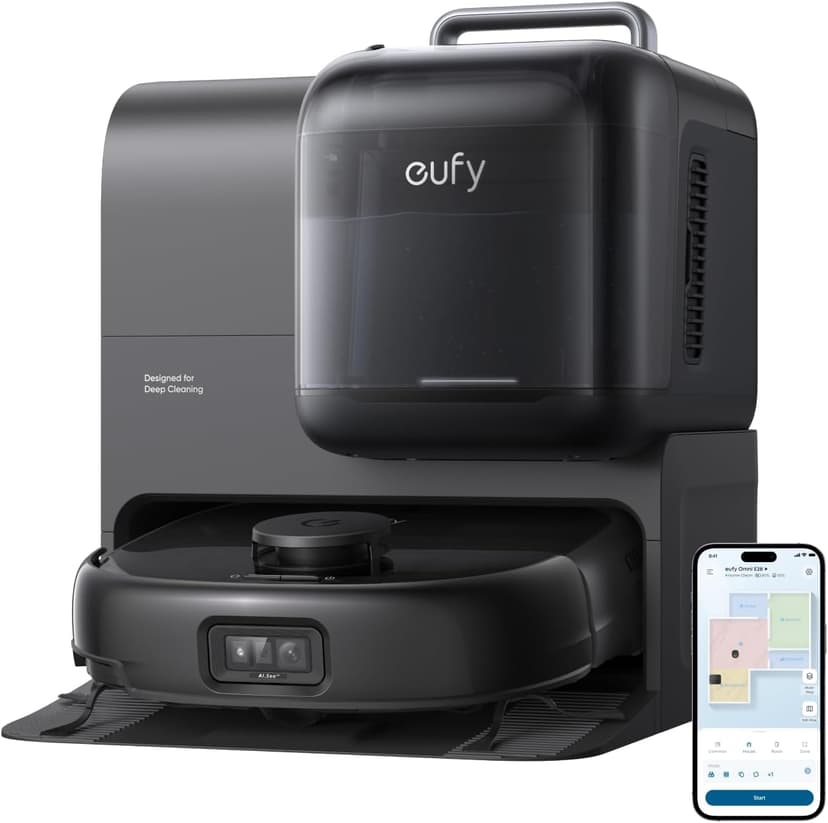 eufy E28 Omni Robot Vacuum and Mop Combo,HydroJet System,with Portable Deep Cleaner for Carpet,20,000Pa Turbo Suction,Zero-Tangling,Corner to Edge Deep Cleaning,with auto All-in-One Station