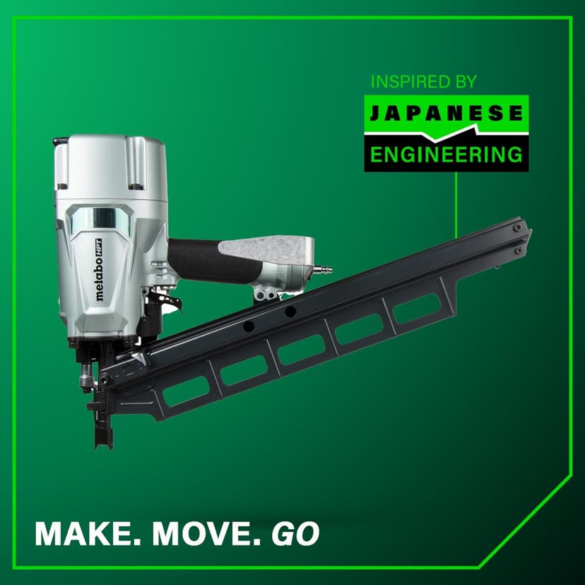 Metabo HPT Framing Nailer, Pro-Preferred Pneumatic Power Nailer & Framing Tool for Flooring, Roof Decking, Selectable Trigger & Rafter Hook, 21° 2" to 3-1/4" Plastic Collated Nails, NR83A5