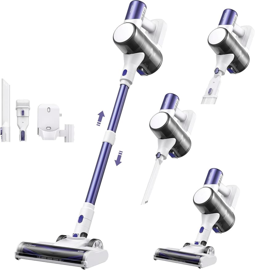 Ultenic Cordless Vacuum Cleaner, 45KPa 500W Stick Vacuum Rechargable, Max 40mins Runtime, Self Standing Design with 1L Dust Cup, Stick Vacuum for Home, Pet Hair, Hardwood Floors (Purple)