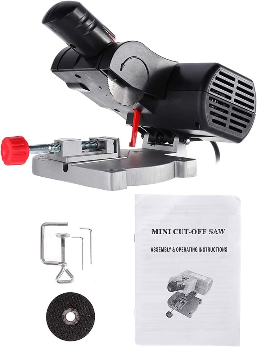 BEAMNOVA Mini Miter Saw Electric Power Table Benchtop Cut-Off Chop Max 45 Degree Cutting for Crafts Miniatures Metal Wood Plastic Compound Cutter