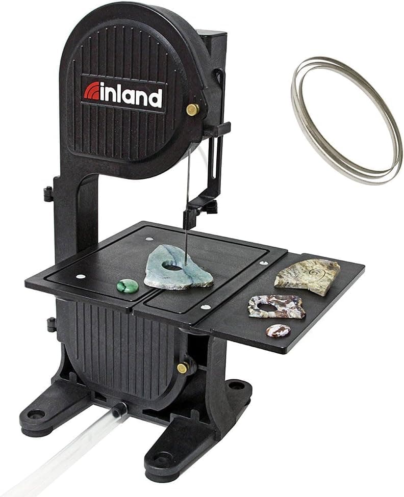 Inland Craft DB-100 Band Saw Machine for Cutting Stained Glass, Stone, Plastic, Wood, Metal, Coral - Band Saws for Woodworking, Metal Cutting Bandsaw - Includes Diamond Blade - Black