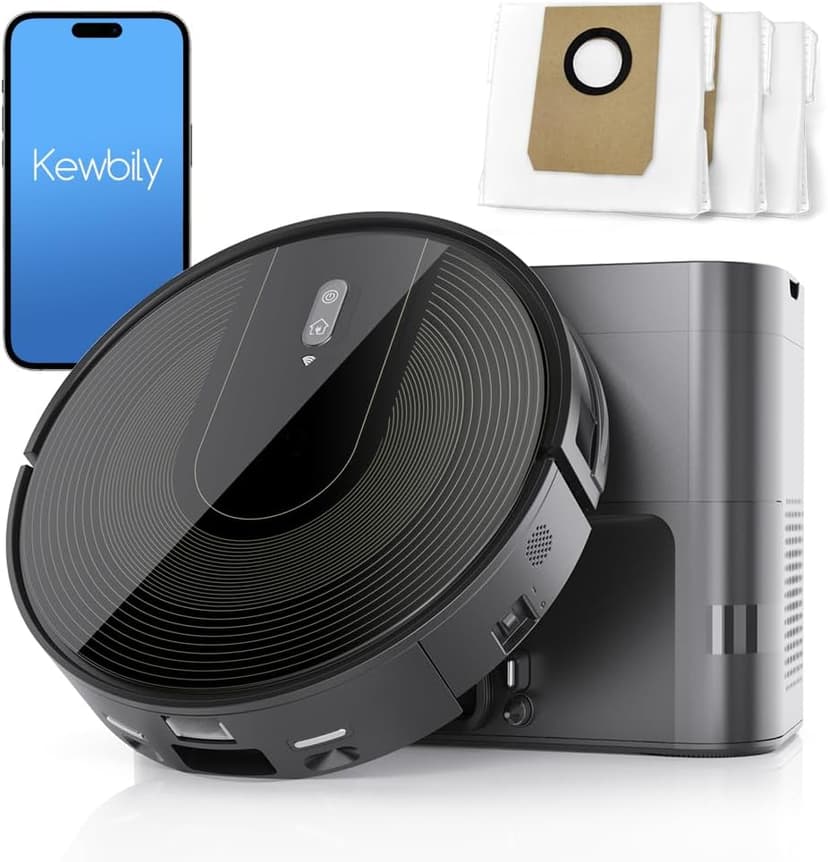 Robot Vacuum Cleaner with Self-Emptying Base – 9000Pa Suction, 85 Days of Dust Storage, Wi-Fi/App/Alexa Control – Ideal for Hard Floors, Low Carpets, and Pet Hair