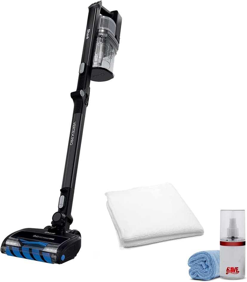 Shark IZ682H Vertex Pro Cordless Stick Vacuum with IQ Display - Black + White Towel + Universal Screen Cleaner