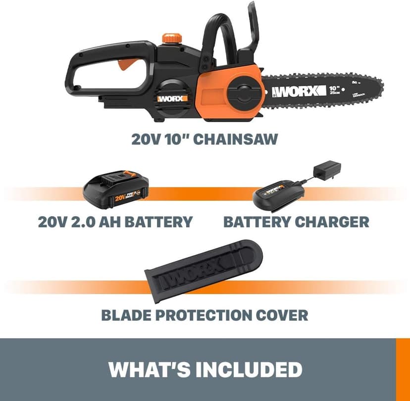 Worx WG322 20V Power Share 10" Cordless Chainsaw with Auto-Tension