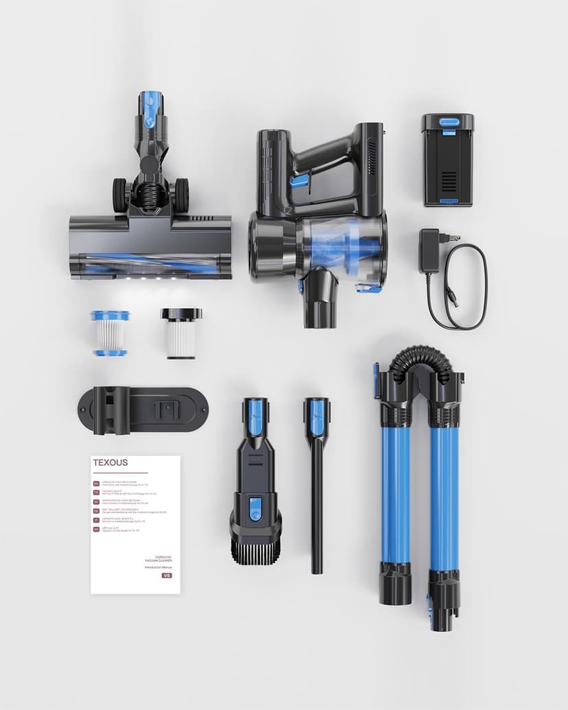 Cordless Vacuum Cleaner, 28KPA Suction Stick Vacuum with LED Headlight, 3 Modes 6-in-1 Lightweight Cordless Vacuum with 40Mins Detachable Battery Vacuum Cleaners for Home Hard Floor Carpet (Blue)