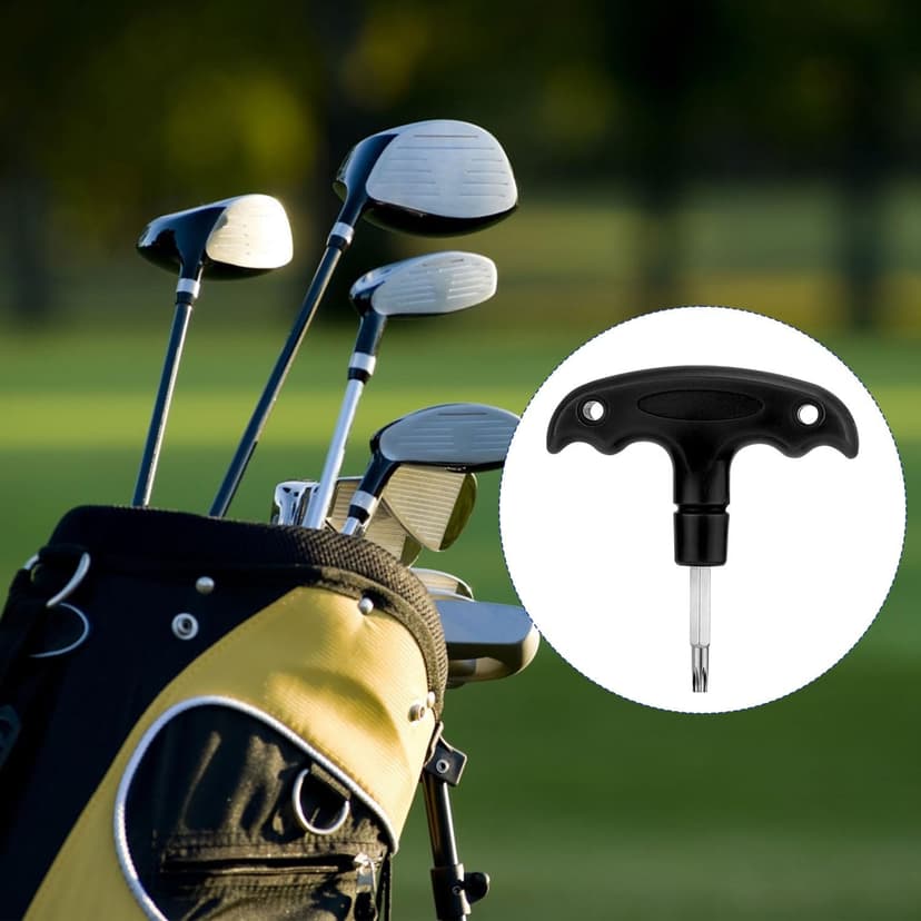 Golf Torque Wrench, Adjustable Golf Tool with Plastic Handle Metal Golf Driver Tool Golf Driver Spike Wrench Portable Golf Club Adjustment Head Tool for Golf Club Driver Equipment (Black)