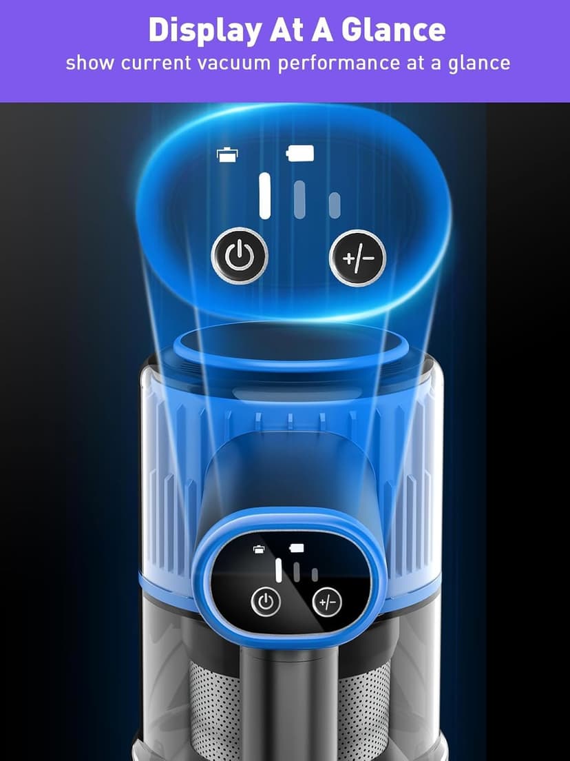Cordless Vacuum Cleaner, 30Kpa 8-in-1 Stick Vacuum with LED Display & 3 Cleaning Modes, 40-Minute Runtime & Detachable Battery, Lightweight Vacuum Cleaner for Home Hardwood Floors (Blue)