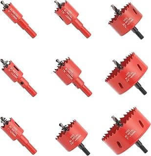 Bi-Metal Hole Saw Kit - 9 Pcs General Purpose Hole Saw Drill Bits, Sizes 3/4" to 3", HSS Hole Cutter with Arbor & Pilot Bit - Ideal for Wood, Plywood, Cornhole, Ceiling, and Drywall