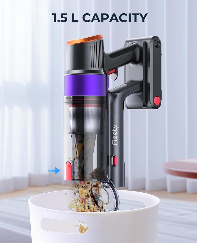 Cordless Vacuum Cleaner, 450W/40KPA 55 Mins Stick Vacuum Cleaner with LED Touch Display, Lightweight Handheld Vacuum Cleaners for Home, Carpet, Pet Hair and Hardwood Floors