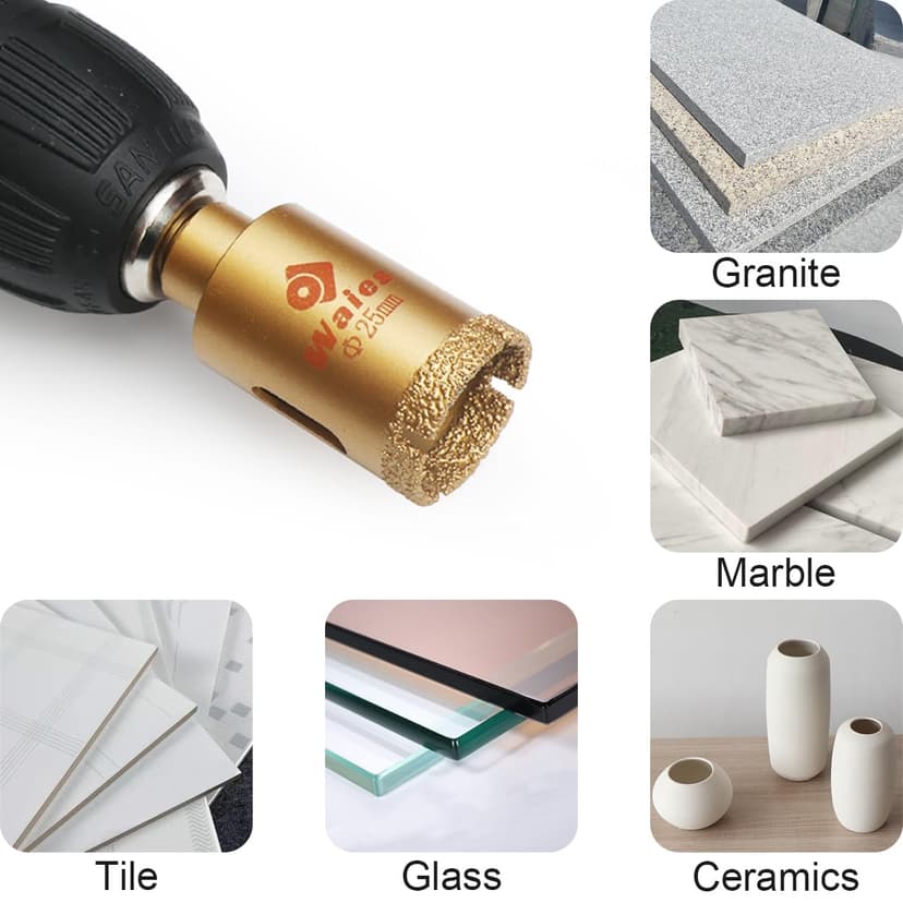 13 Packs Diamond Hole Saw Drill Bit Kit Wet/Dry - Serrated Brazed Core Set with Guide Jig for Ceramic, Glass, Tile, Marble, Granite, Gypsum (6mm-50mm)