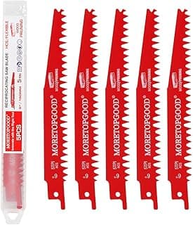 Wood Pruning Reciprocating Saw Blades,6 Inch Saw Blades for Trees Wood Cutting, Wood Saw Blades (5 Pack/5TPI)