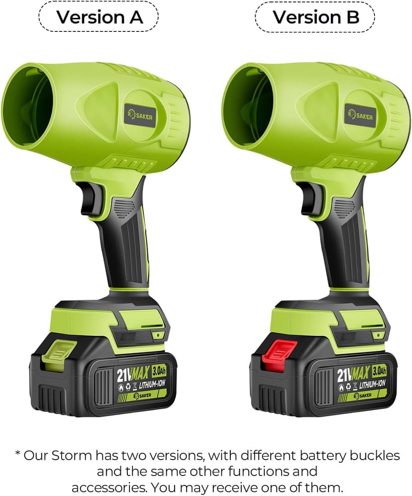 Saker Cordless Leaf Blower Portable Dust Cleaner Handheld Turbo Jet Blower 180000 RPM Air Duster with Adjustable Speed for Drying Patio Cleaning 2 Batteries Green