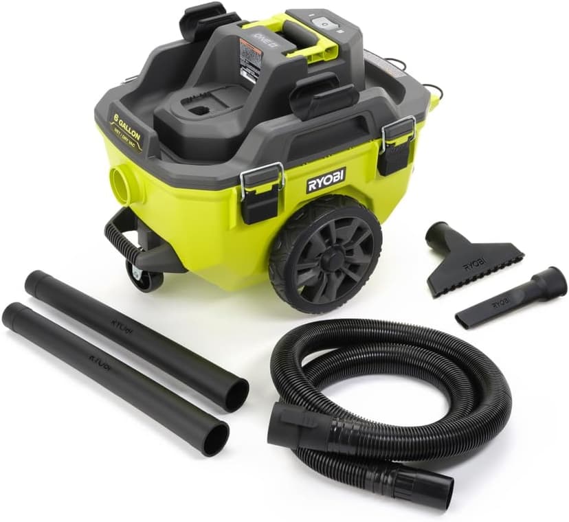 RYOBI 18V ONE 6 Gallon Wet/Dry Shop Vac Vacuum Tool Only, Green
