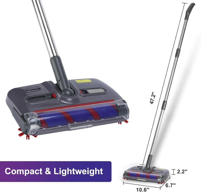 Cordless Sweeper, Cordless Electric Sweeper Rechargeable Cordless Sweeper, 360 Direction, Hard Floor Sweeper Roller Sweeper for Home Crumbs,Kitchen, pet Hair,and Floor Cleaning
