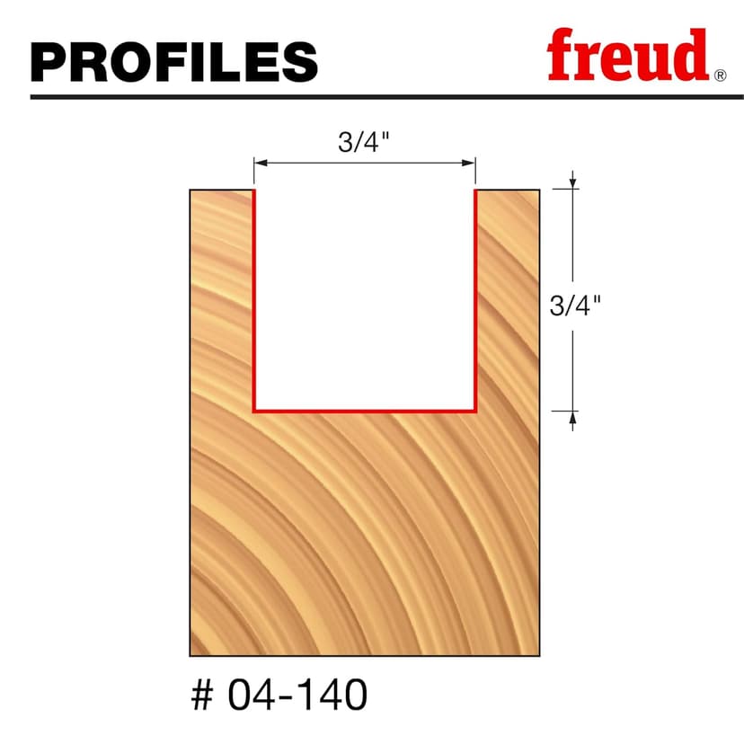 Freud Double Flute Straight Bit with Tico Hi-Density Carbide for Maximum Performance - 2 Cutters, 24000 RPM, 3/4" Height, 3/4" Diameter, 2-1/8" Length, 1/4" Shank - 04-140