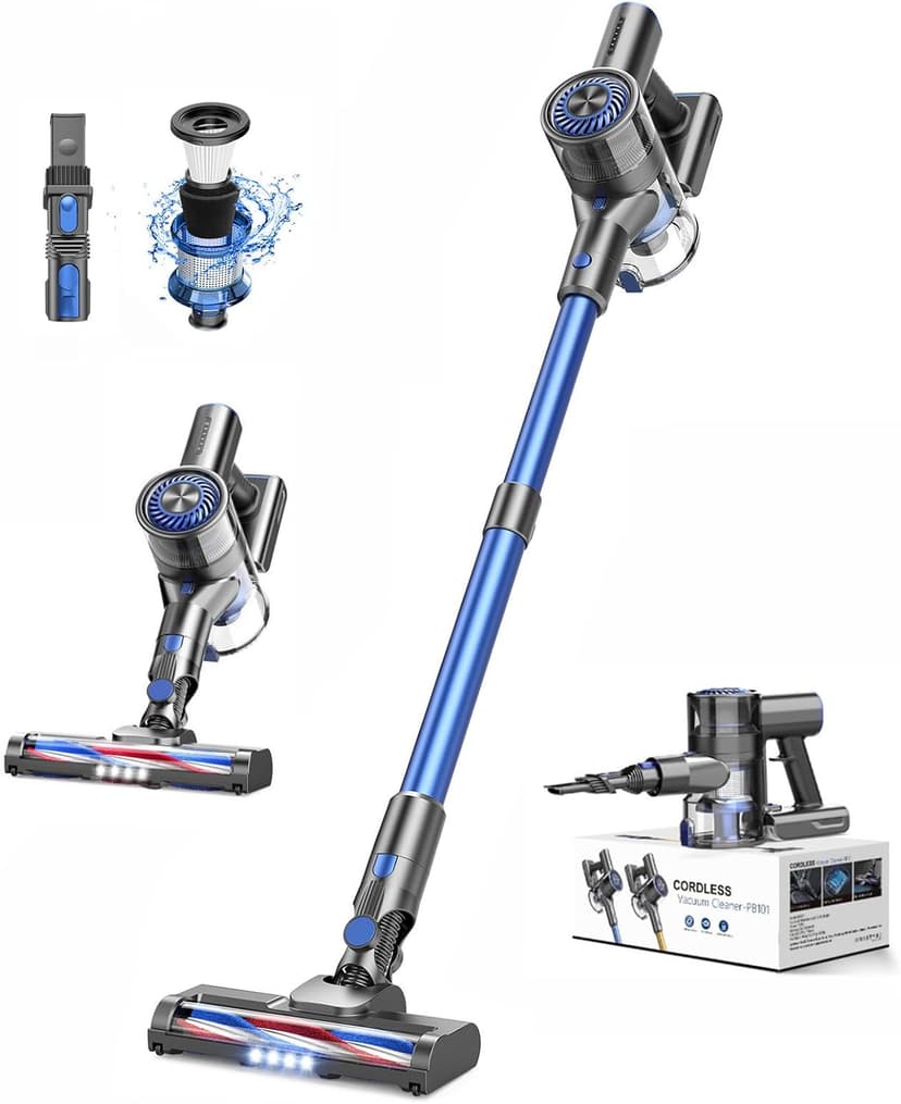 Vacuum Cleaners for Home, Cordless Vacuum Cleaner Powerful Suction with 80000 RPM, Up to 40mins Runtime, Rechargeable, Wall-Mounted, Tangle-Resistant Stick Vacuum for Carpet, Hard Floors